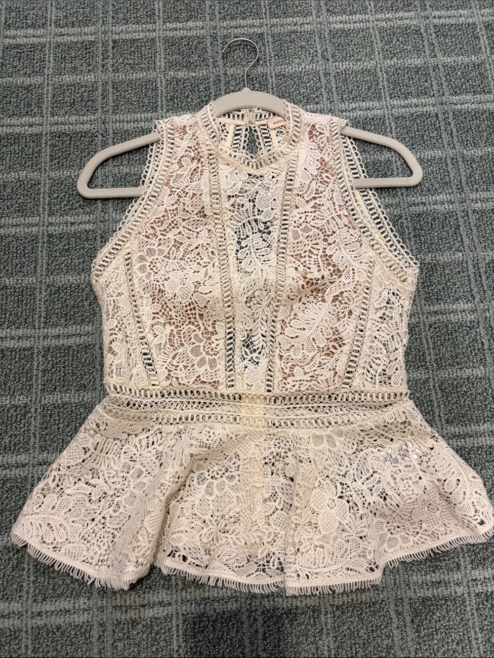 Rebecca Taylor Cream Lace Peplum Camisole